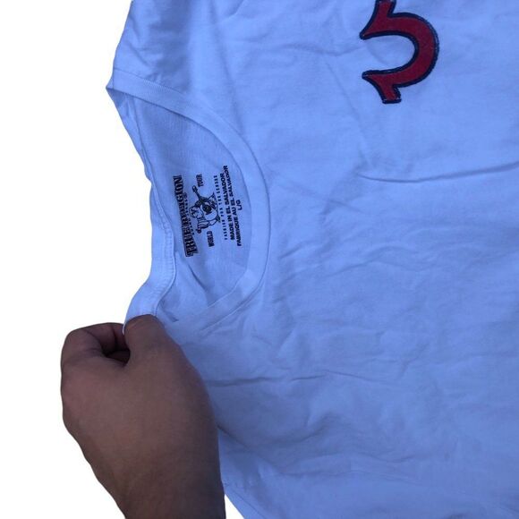 TRUE Religion T Shirt Buddha BIG LOGO Large White - Picture 5 of 7